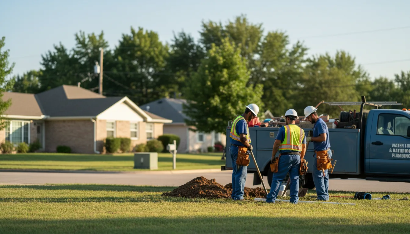 Residential water line and bathroom plumbing service in Amherst, OH
